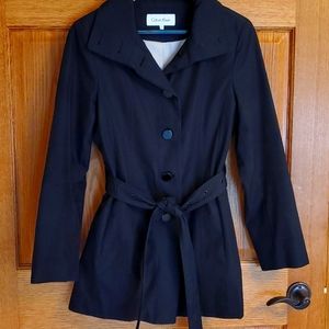 Calvin Klein coat. Black woven fabric. Size small.